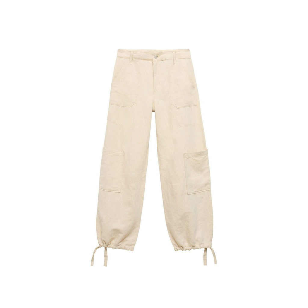 Pantalon Cargo En Lin Bas Bouffant