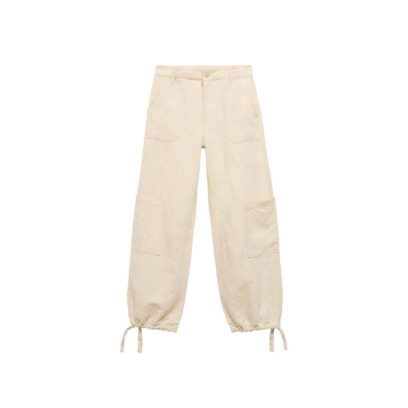 Pantalon Cargo En Lin Bas Bouffant