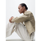 Pantalon Cargo En Lin Bas Bouffant