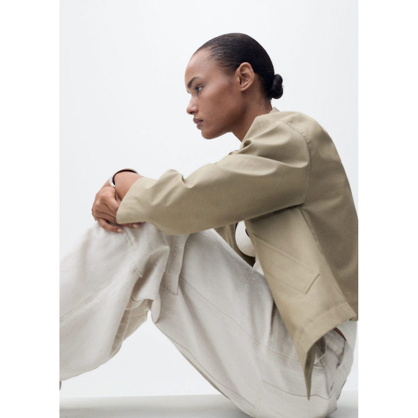 Pantalon Cargo En Lin Bas Bouffant