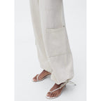 Pantalon Cargo En Lin Bas Bouffant