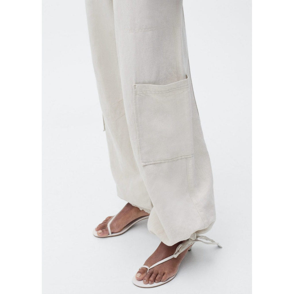 Pantalon Cargo En Lin Bas Bouffant