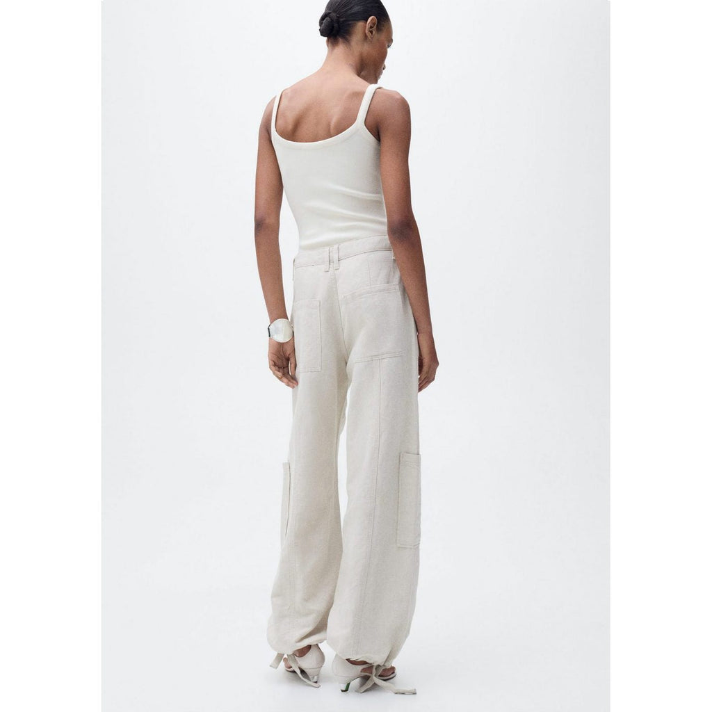 Pantalon Cargo En Lin Bas Bouffant