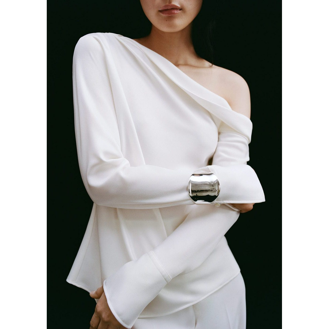Blouse Satin Col Bénitier
