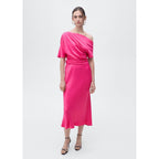 Robe Midi Asymétrique Drapée