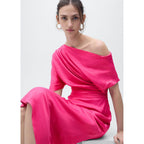 Robe Midi Asymétrique Drapée
