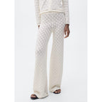 Pantalon Droit Maille Côtelée