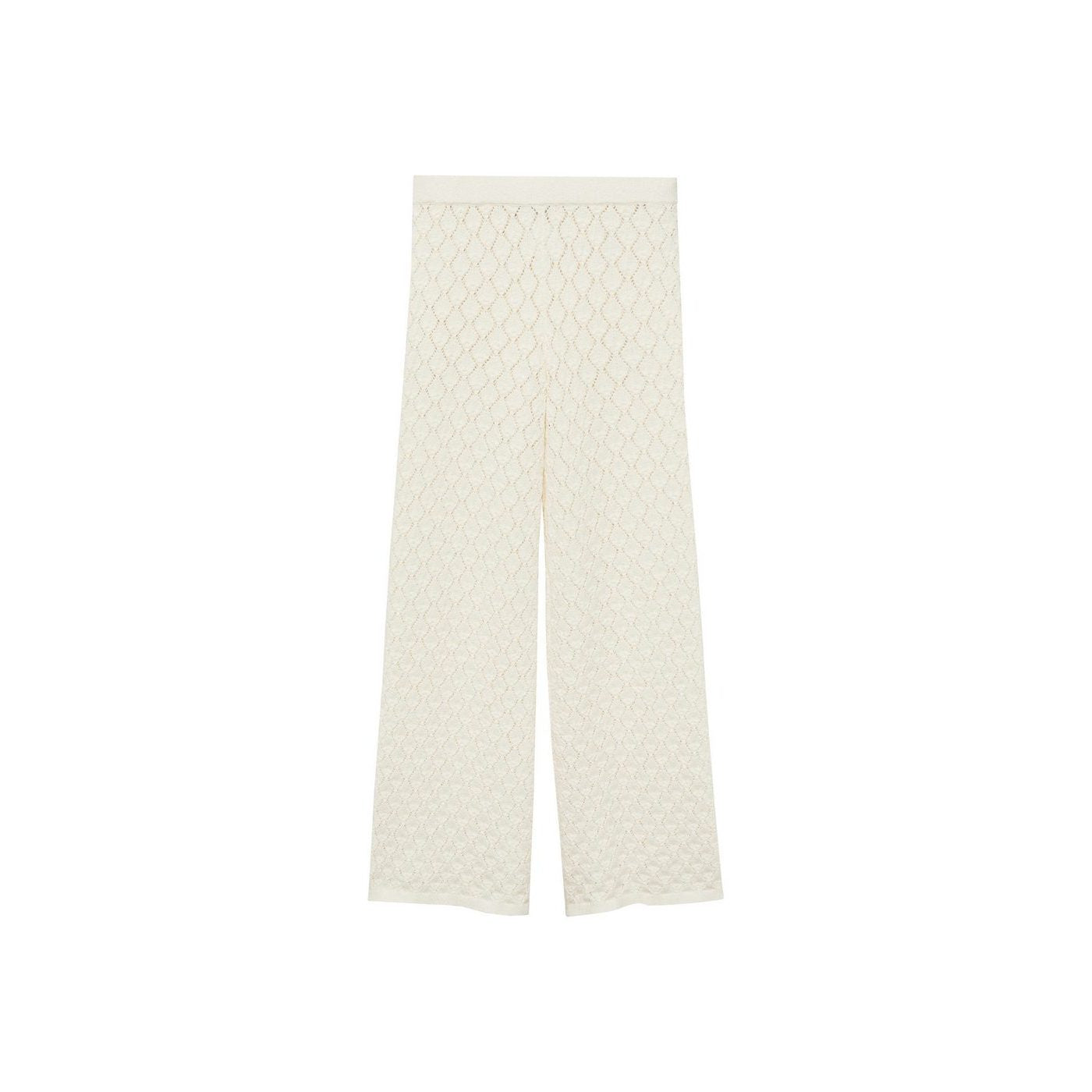 Pantalon Droit Maille Côtelée