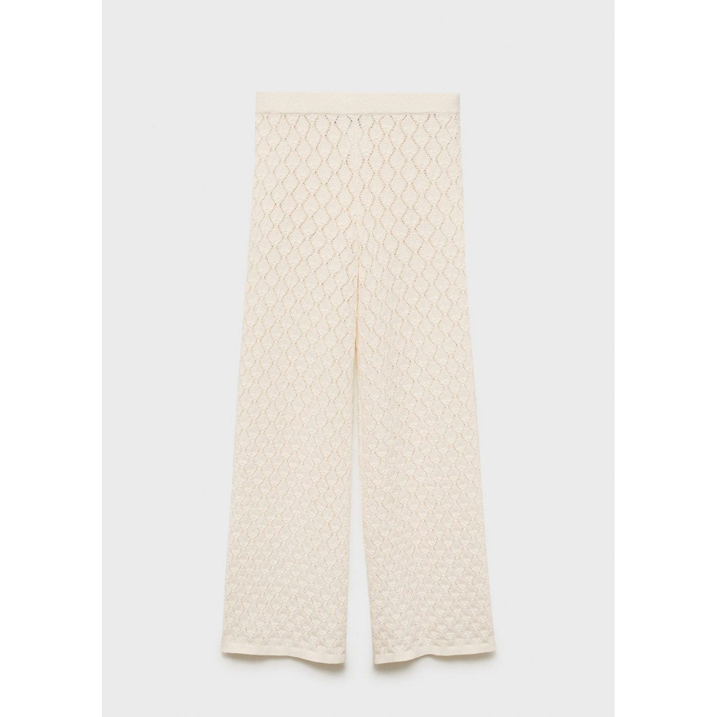 Pantalon Droit Maille Côtelée