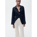 Pantalon Droit Maille Côtelée