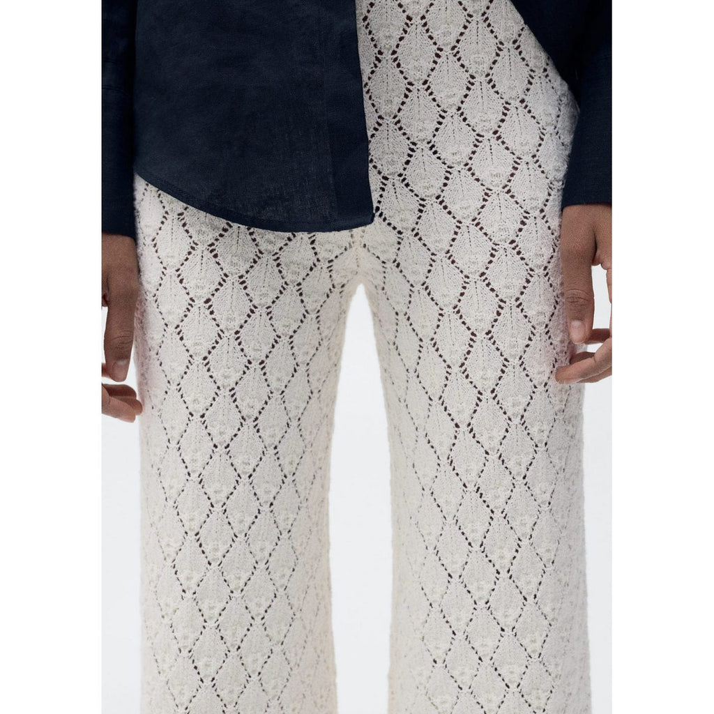 Pantalon Droit Maille Côtelée