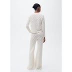 Pantalon Droit Maille Côtelée