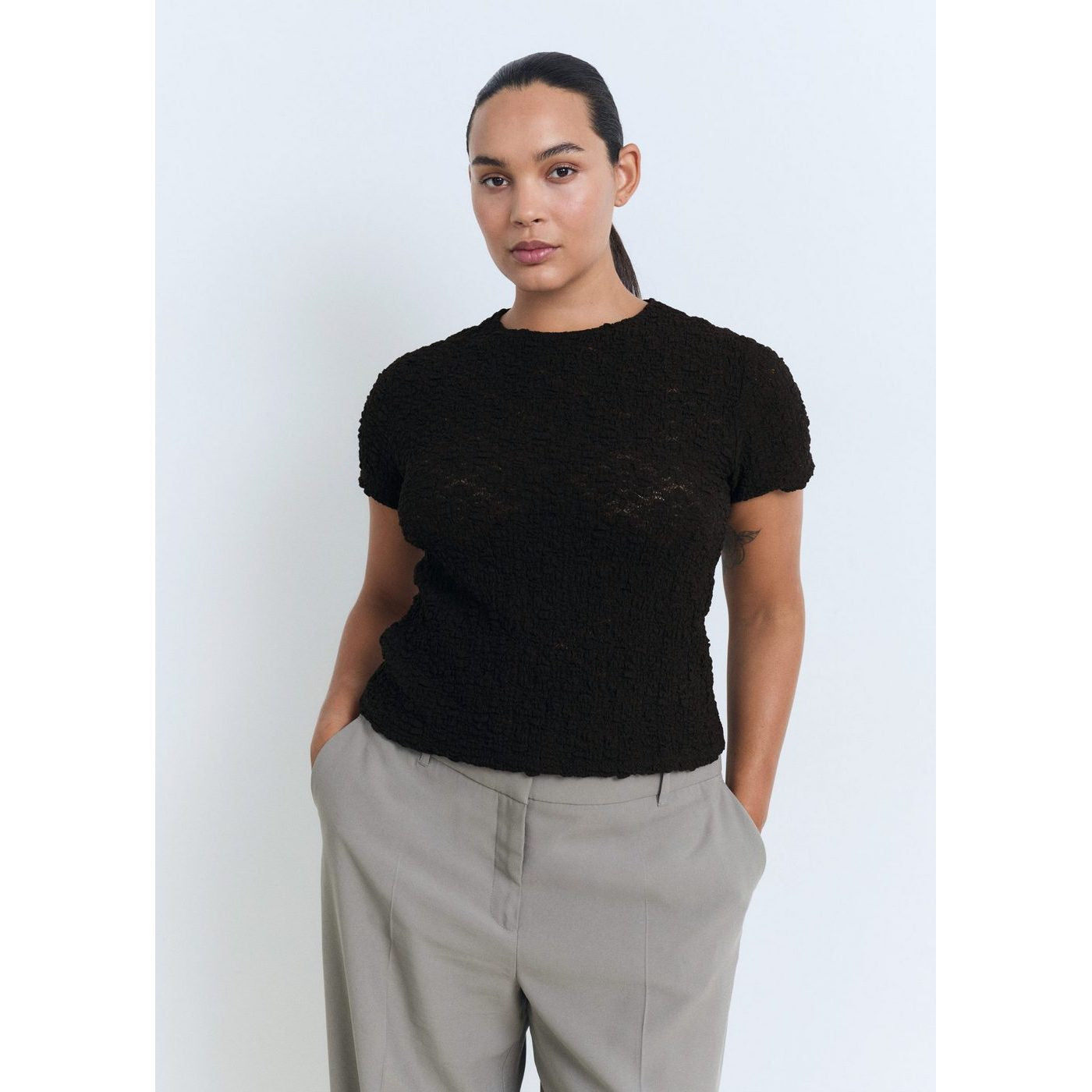 T-Shirt En Coton Mélangé Texturé