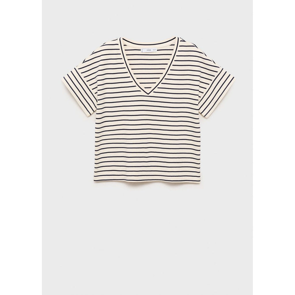 T-Shirt À Rayures Col En V