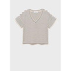 T-Shirt À Rayures Col En V