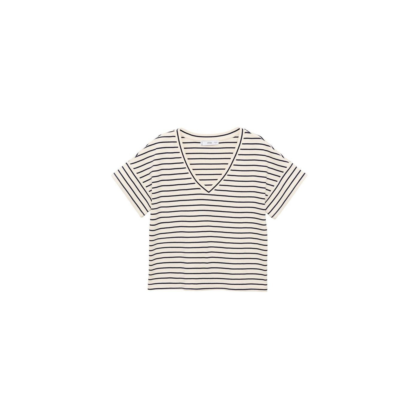 T-Shirt À Rayures Col En V