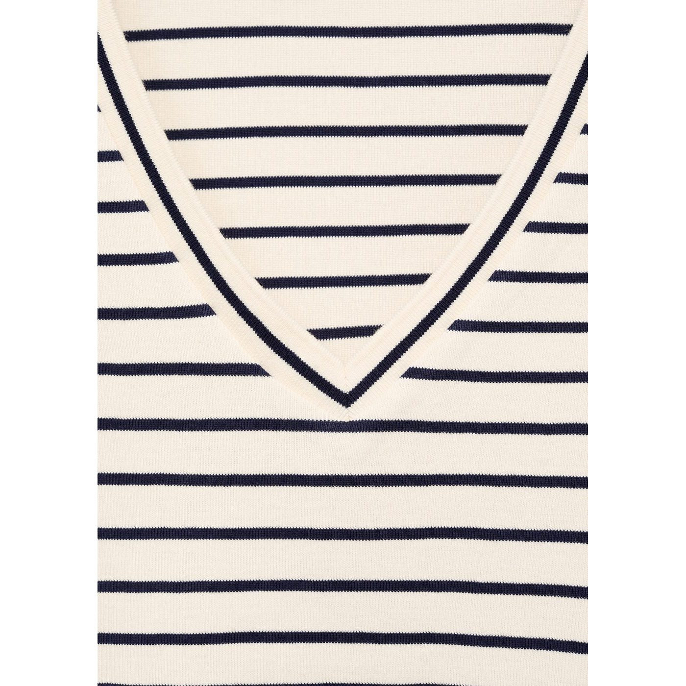 T-Shirt À Rayures Col En V