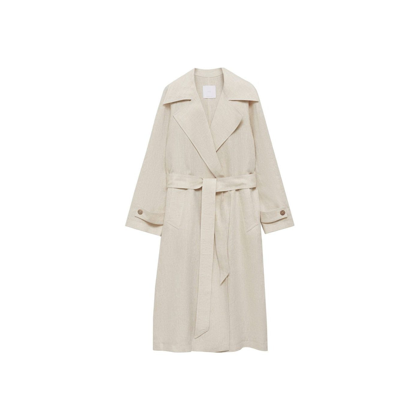 Trench-Coat En Lin À Revers Prononcés