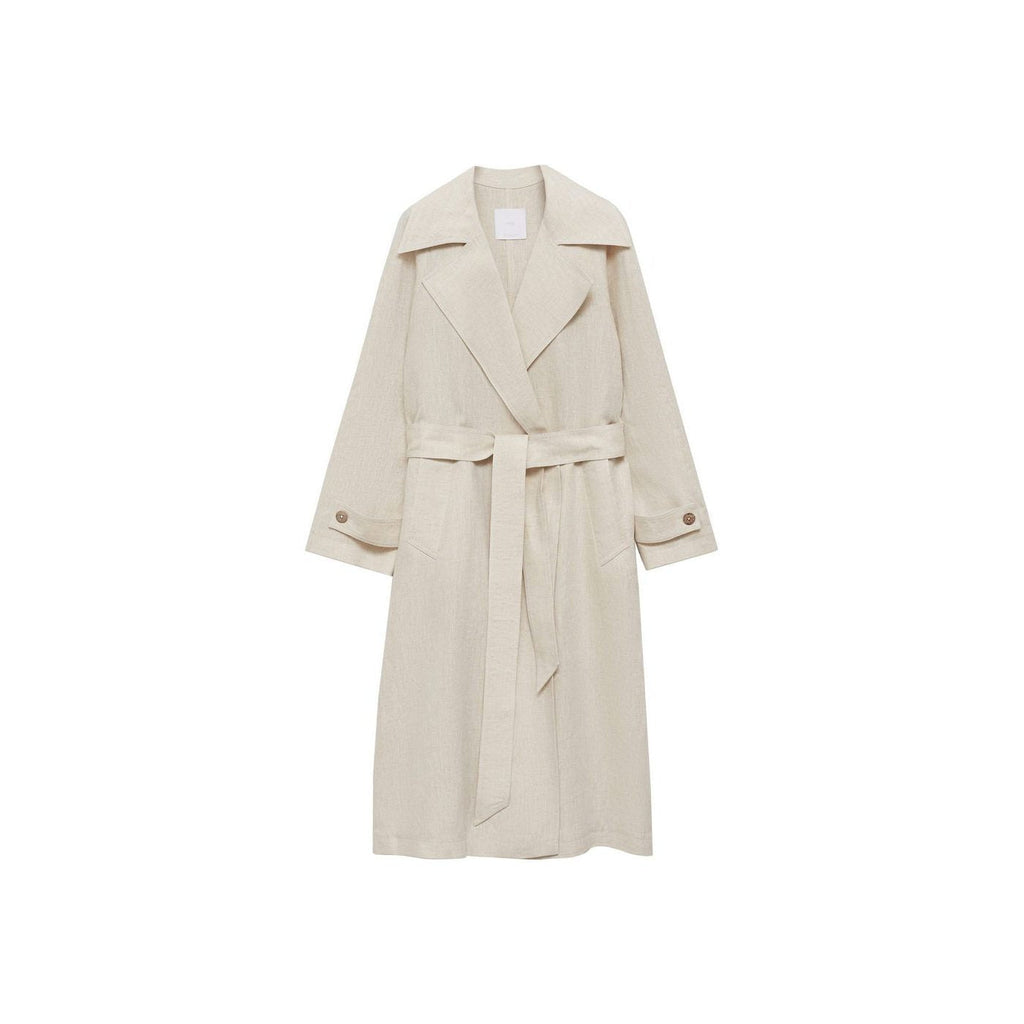 Trench-Coat En Lin À Revers Prononcés