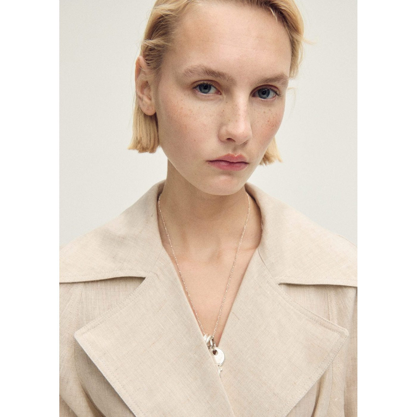 Trench-Coat En Lin À Revers Prononcés