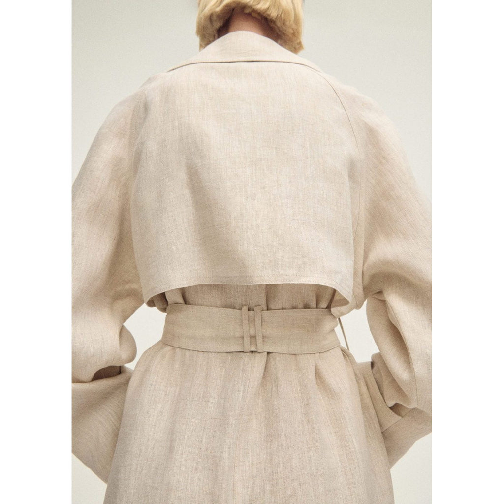Trench-Coat En Lin À Revers Prononcés