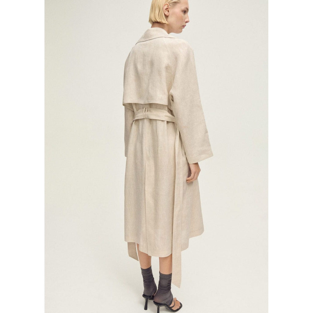 Trench-Coat En Lin À Revers Prononcés