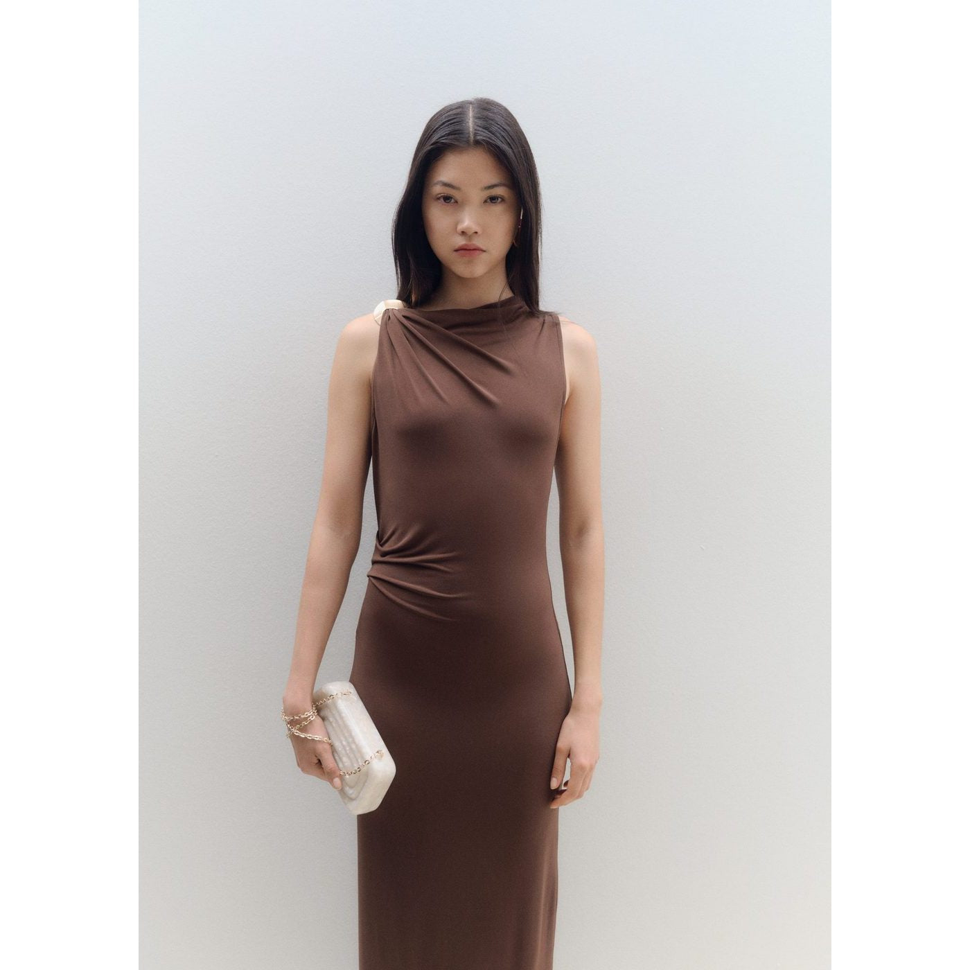 Robe Drapée Détail Métallique