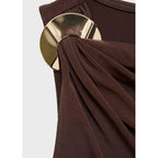 Robe Drapée Détail Métallique