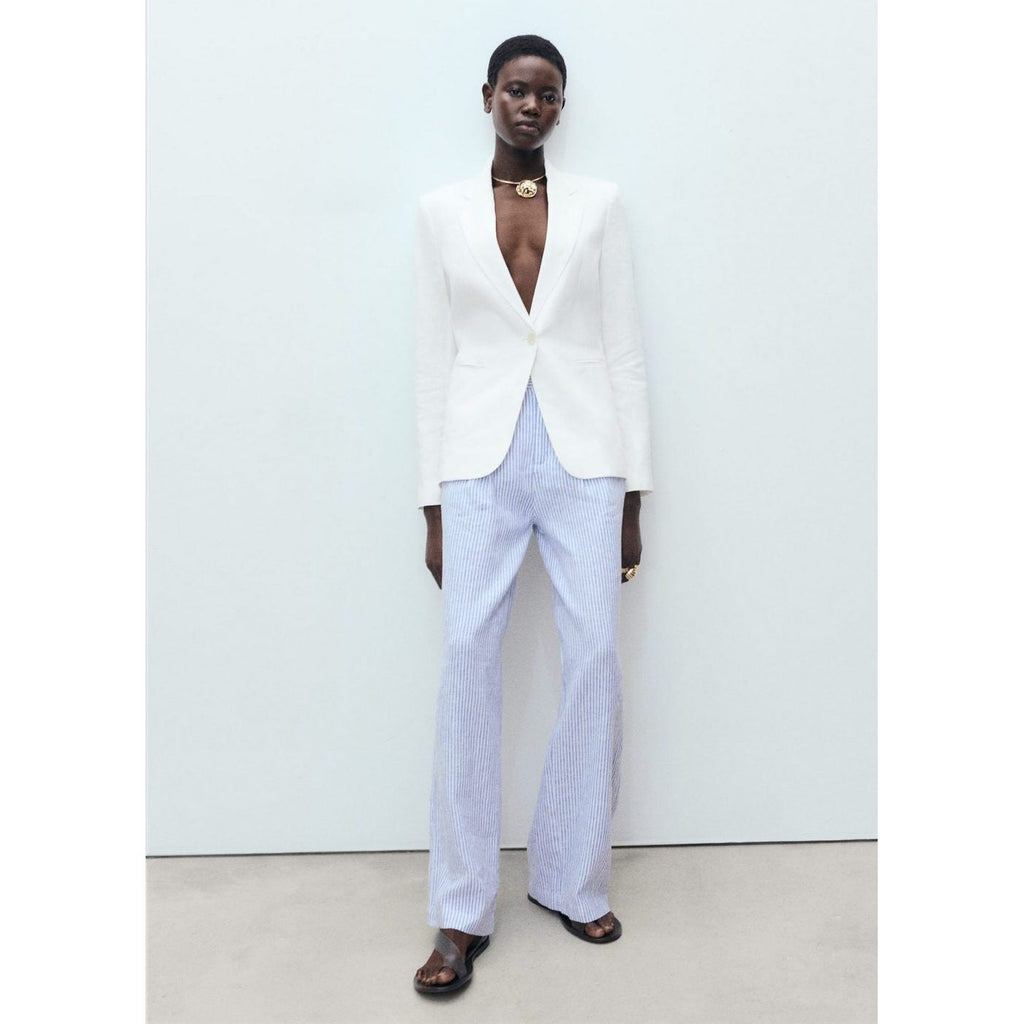 Pantalon Lin À Rayures