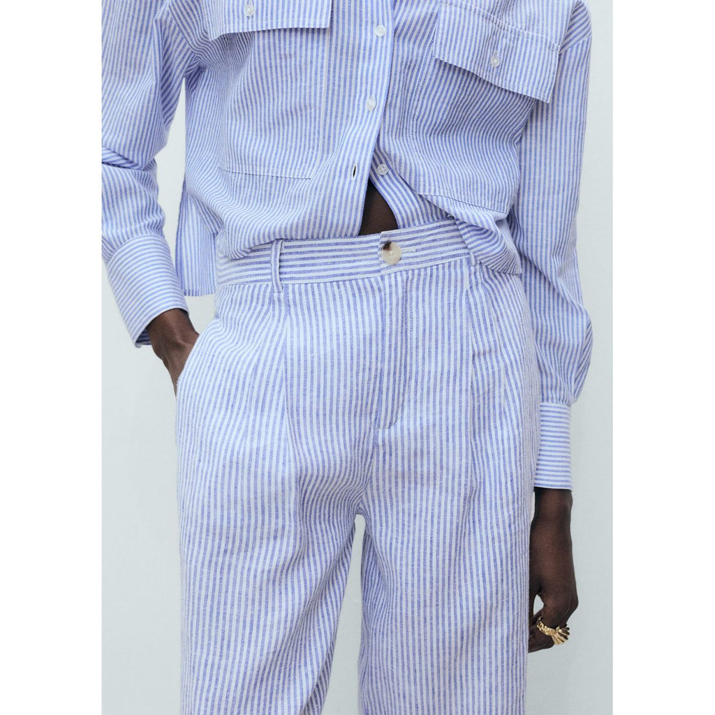 Pantalon Lin À Rayures