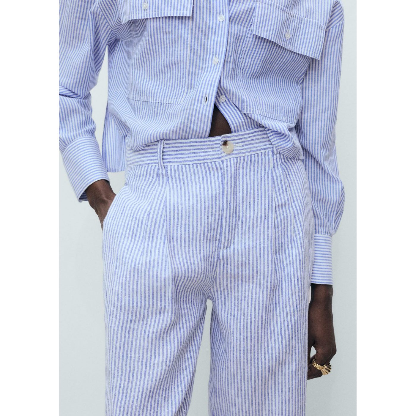Pantalon Lin À Rayures