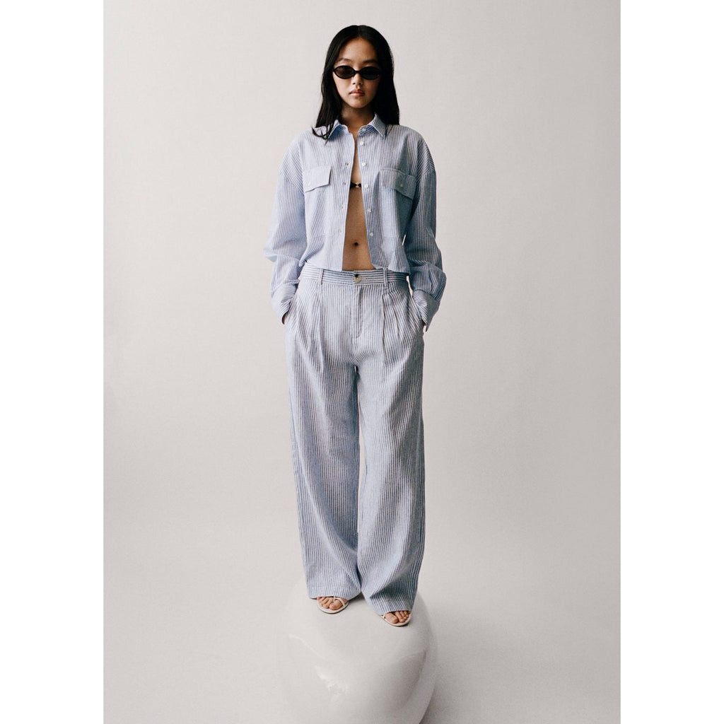 Pantalon Lin À Rayures