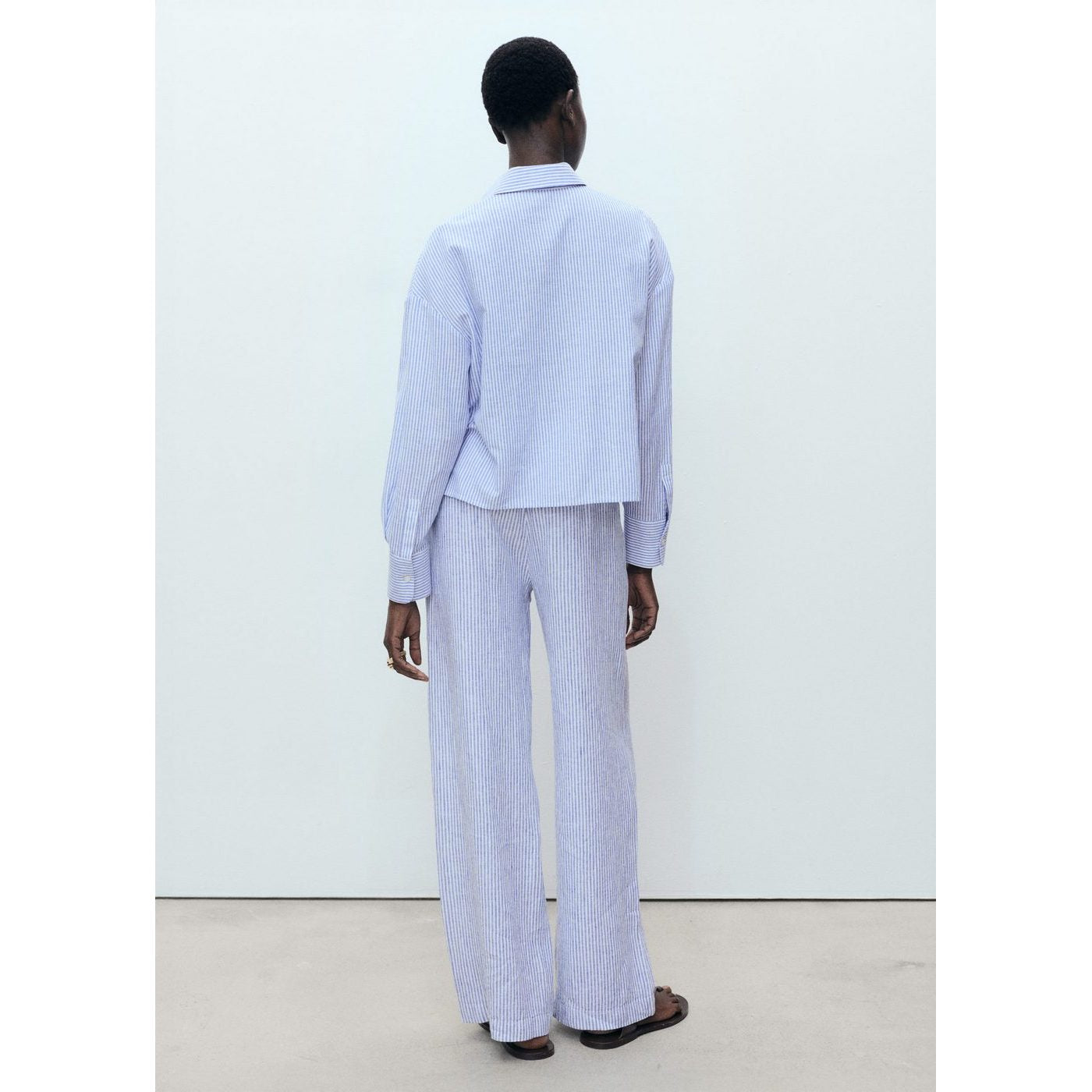Pantalon Lin À Rayures