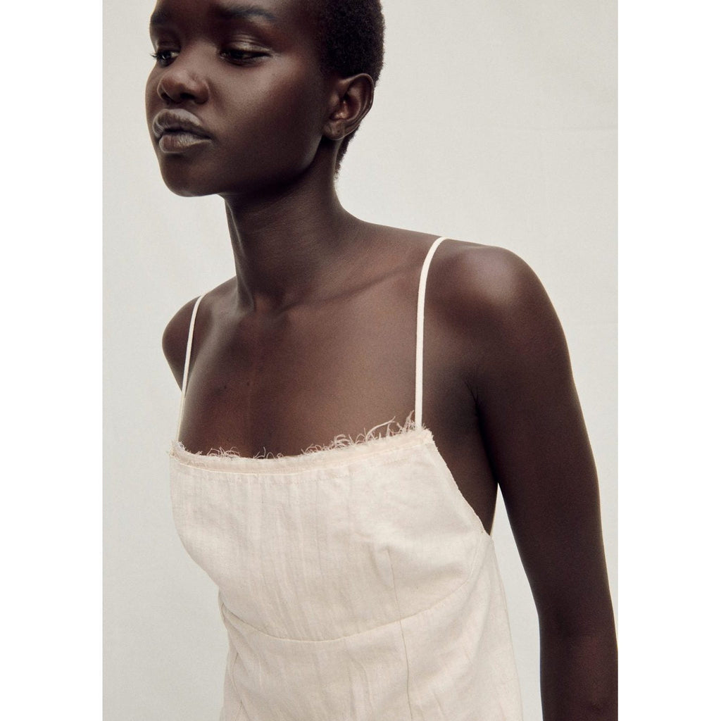 Robe Coton Décolleté Effiloché