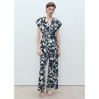 Combinaison Lin Imprimée Avec Ceinture