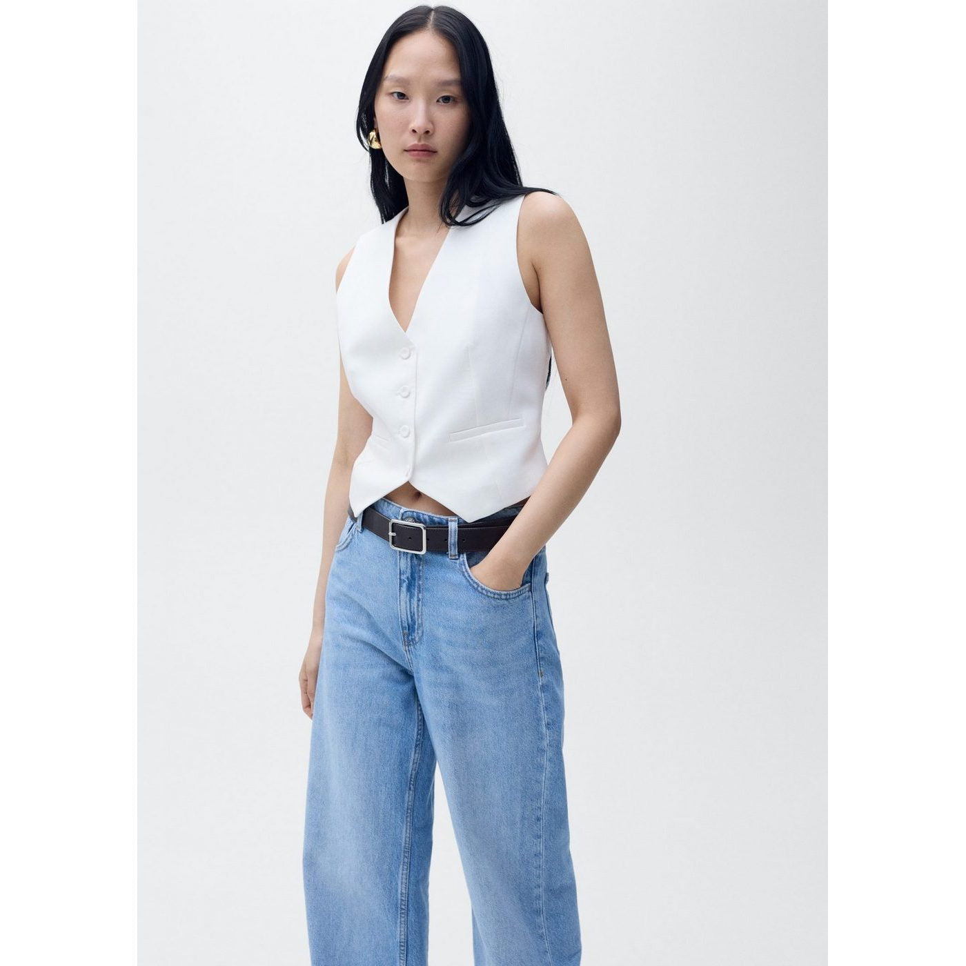 Gilet De Costume Droit En Lyocell