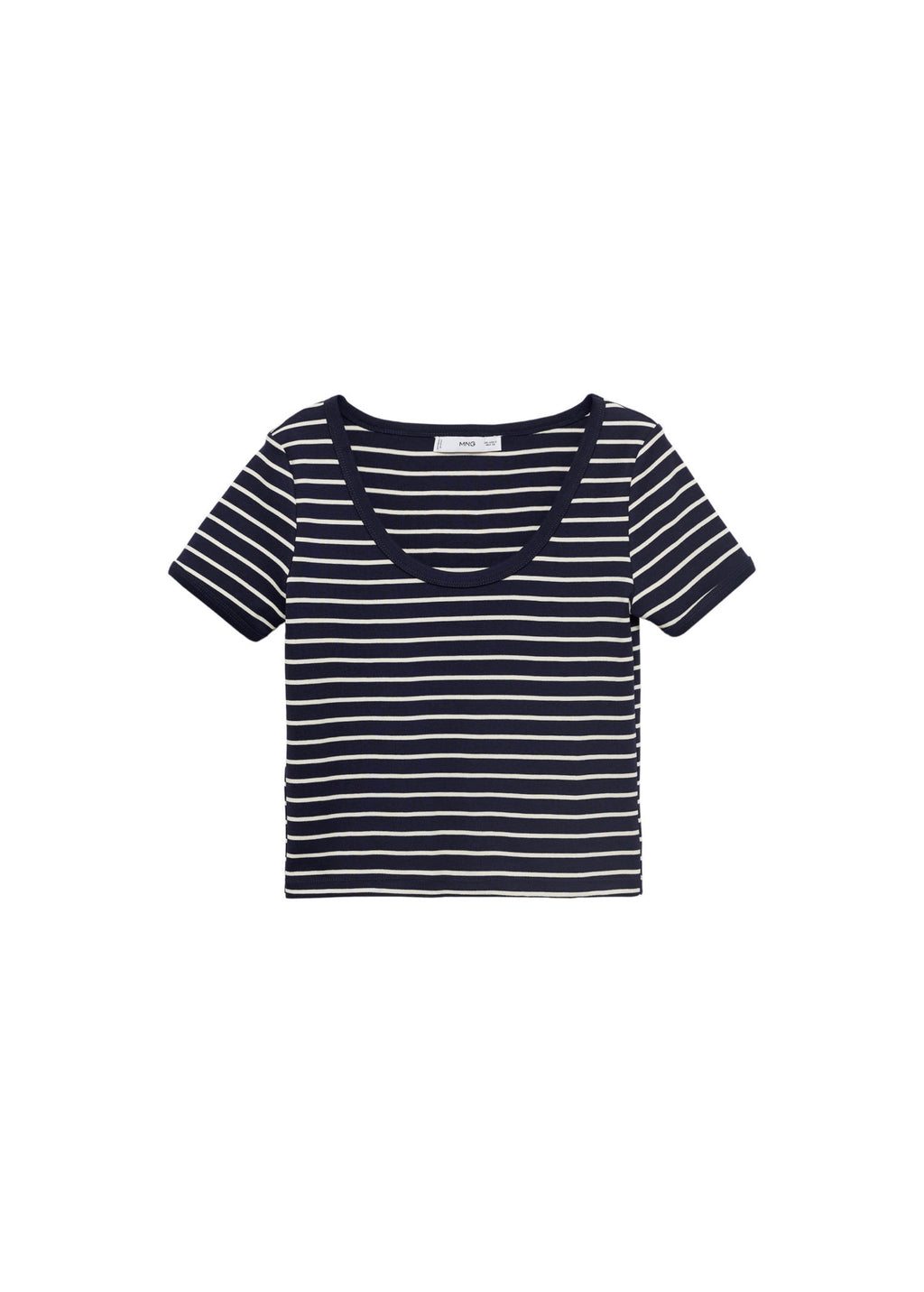 T-Shirt En Coton Rayé À Décolleté Plongeant