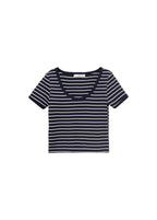 T-Shirt En Coton Rayé À Décolleté Plongeant