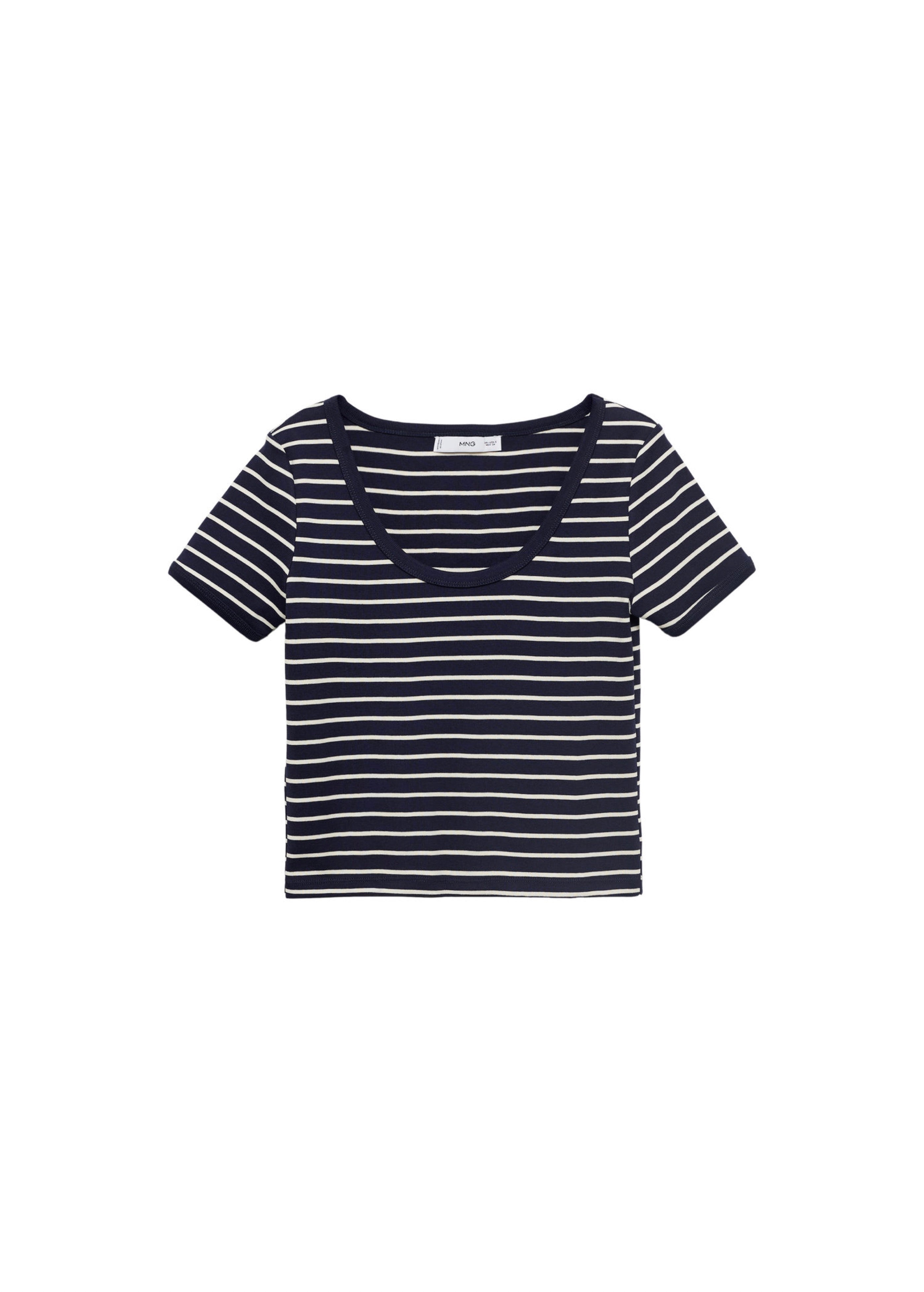 T-Shirt En Coton Rayé À Décolleté Plongeant