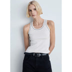 Top Côtelé À Liserés Contrastés
