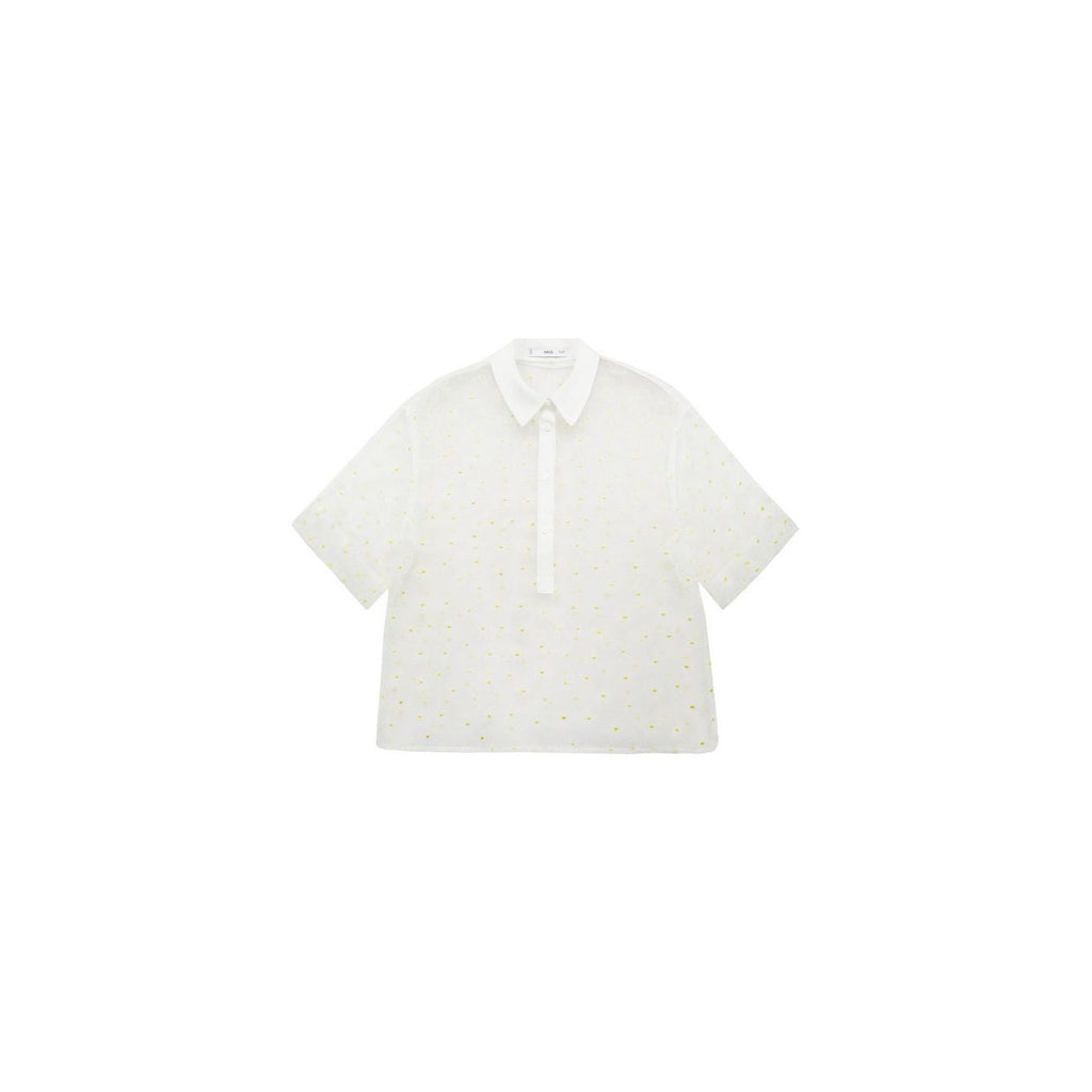 Chemise Semi-Transparente Broderie À Fleurs