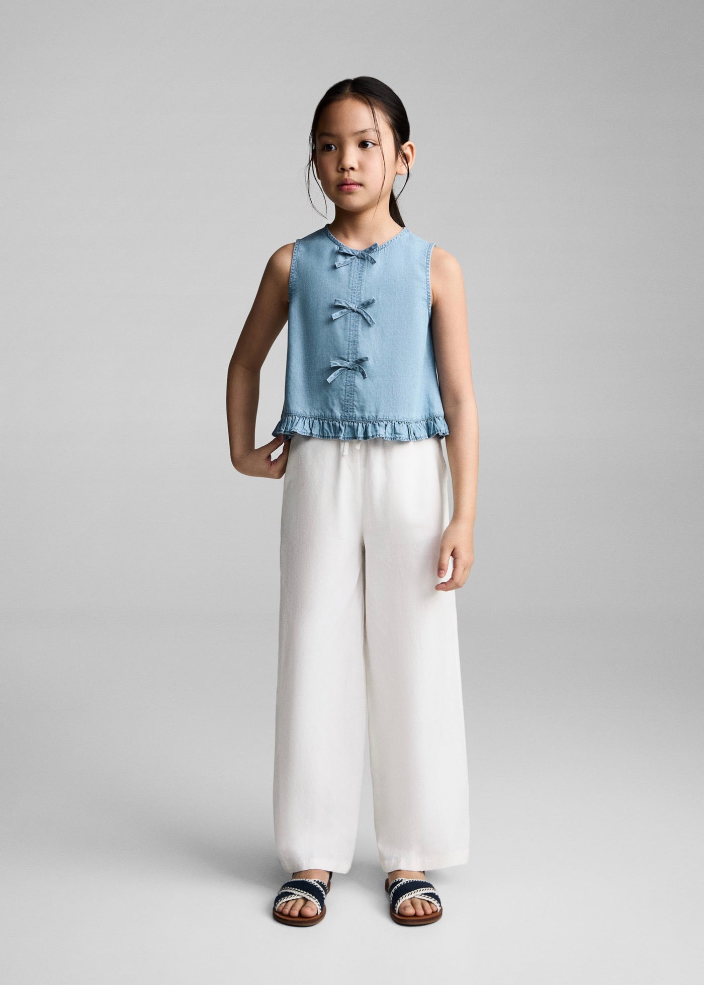 Blouse Fluide À Nœuds - Azul Medio - Fille