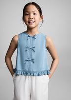 Blouse Fluide À Nœuds - Azul Medio - Fille