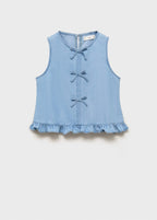 Blouse Fluide À Nœuds - Azul Medio - Fille