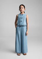 Blouse Fluide À Nœuds - Azul Medio - Fille