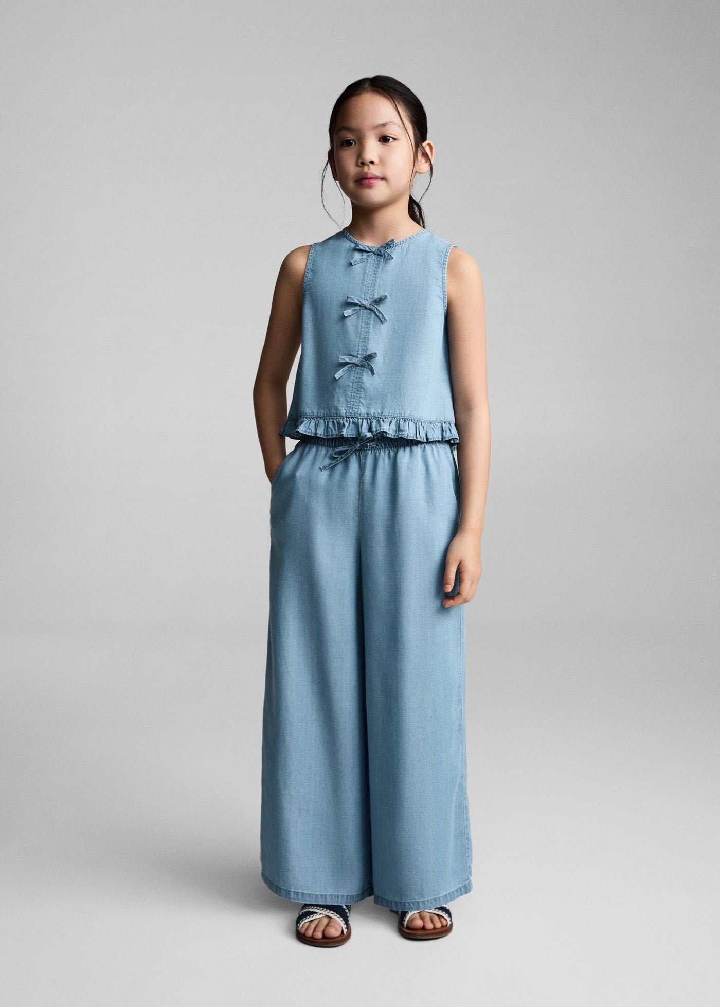 Blouse Fluide À Nœuds - Azul Medio - Fille