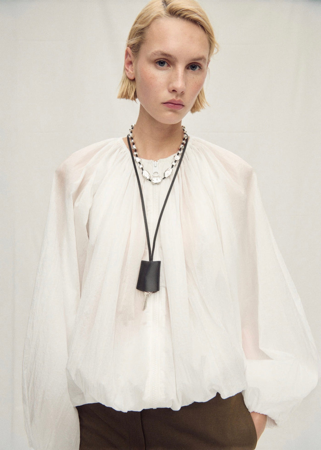 Veste Semi-Transparente Froncée