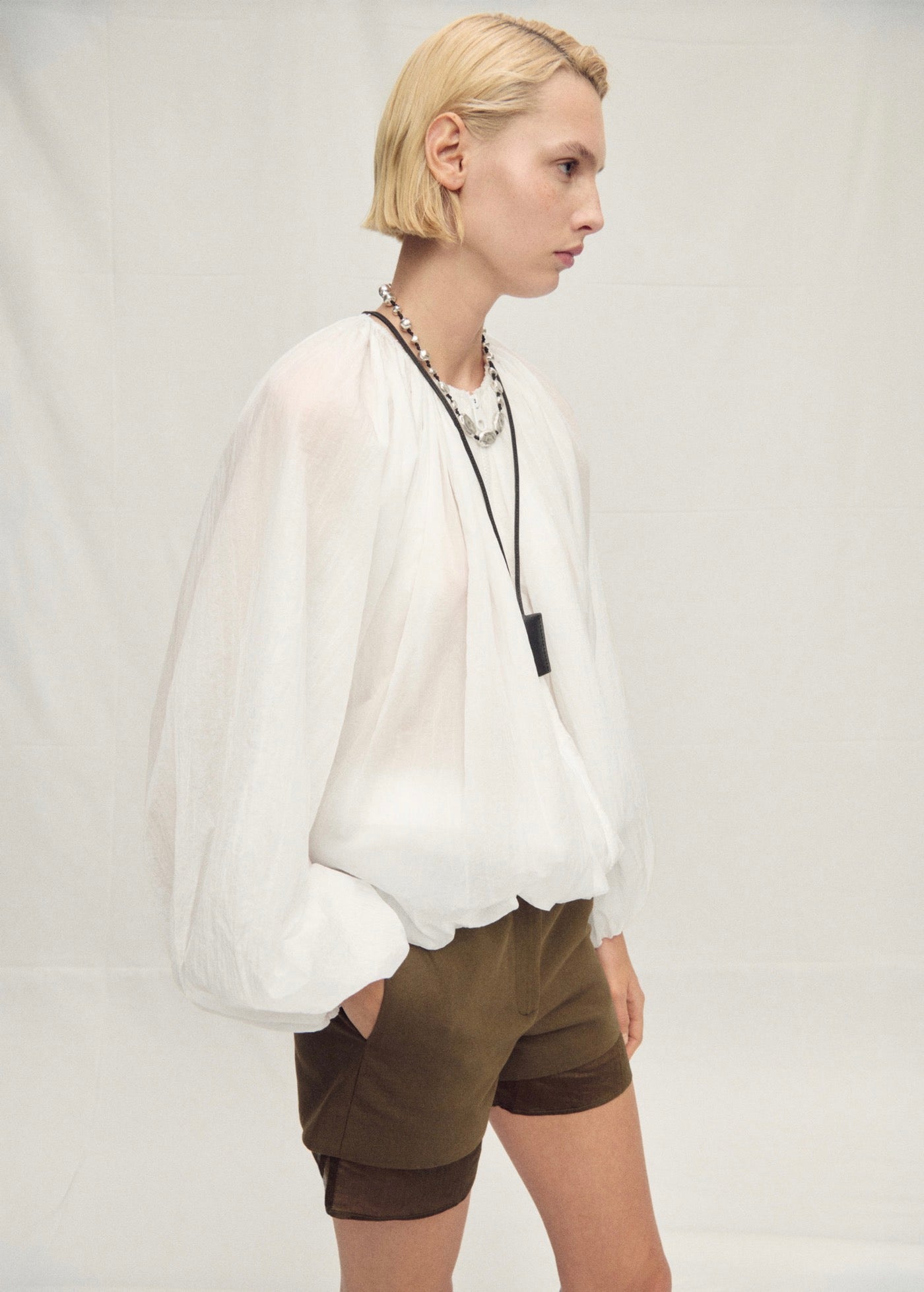 Veste Semi-Transparente Froncée