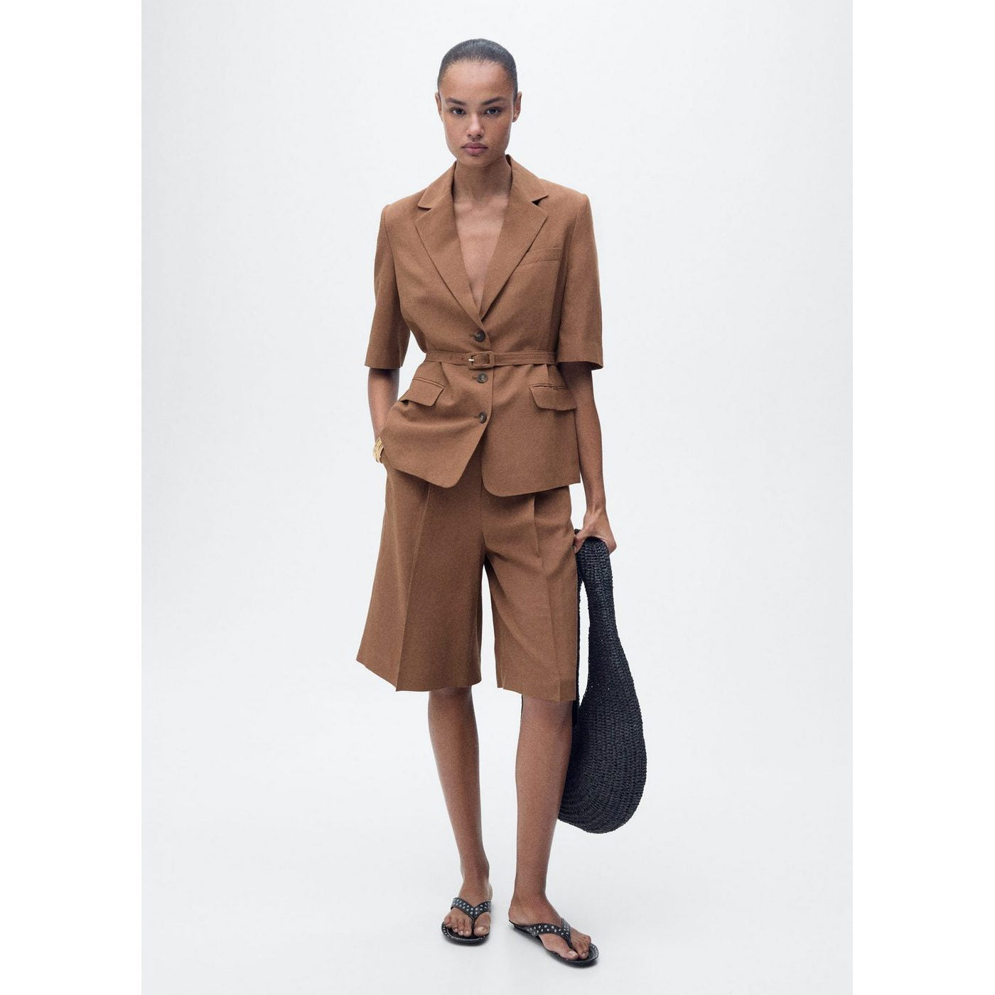 Bermuda De Costume Lin Mélangé