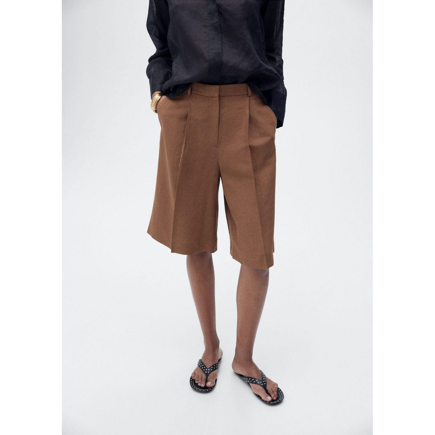 Bermuda De Costume Lin Mélangé